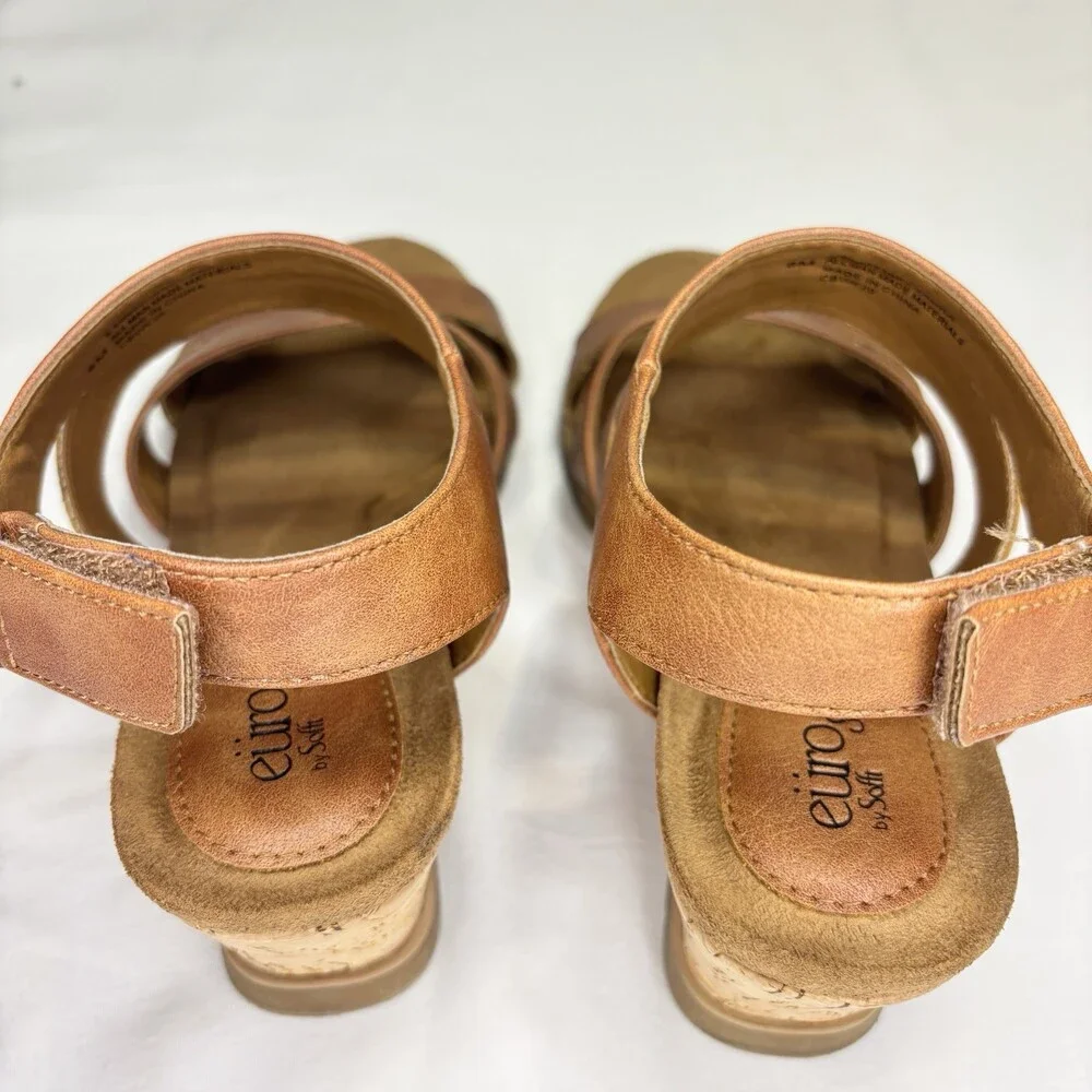 Eurosoft Sandra Brown Wedge Size 8 Womens Strappy Cork Sandals Shoes